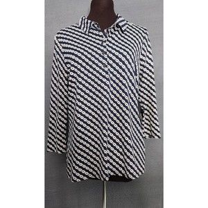 Talbots Chain Link Print Blouse Lightweight Size‎ M Nylon Spandex Blend